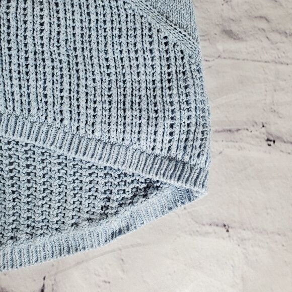 🔺️Cabi Blue Silk Blend Knit Hi-Low Sleeveless Sweater XSmall - Picture 7 of 14